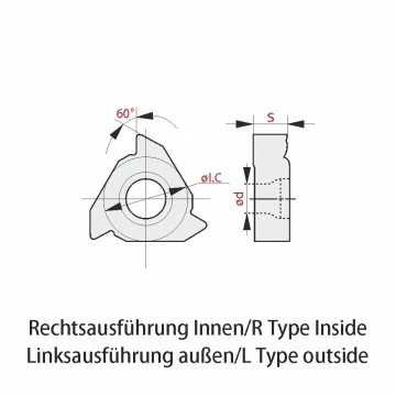 Threading insert - 16IR-T-AG60 (60°) metric, partial profile, Universal RT330