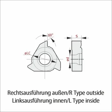 Gewindeschneidplatte - 16ER-T-AG60 (60°) Metrisch Teilprofil Universalsorte RT330