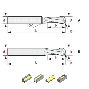 Solid Carbide Ball Nose Cutter - 4 Flutes - Long Version