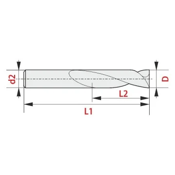 Solid carbide flat bottom drill 2xD