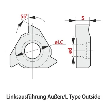 Gewindeschneidplatte - 16EL (55°) Whitworth Vollprofil Universalsorte RT315