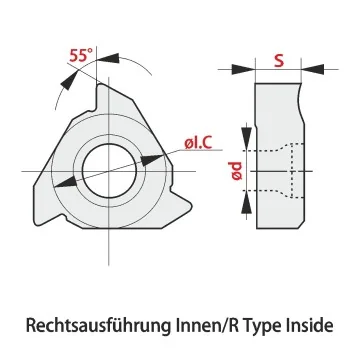 Threading insert - 16IR-T-AG55 (55°) imperial, partial profile, universal RT315