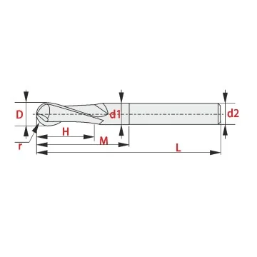 Solid Carbide Ball Nose Cutter for NF-Materials - Long Version