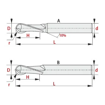 Solid Carbide Ball Nose Cutter - 4 Flutes