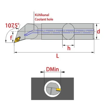 Innendrehhalter - SDQCR/L (107,5°) mit IK