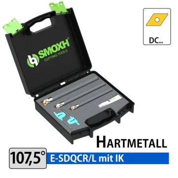 E-SDQCR/L (107,5°)-Set Hartmetall-Innendrehhalter mit IK