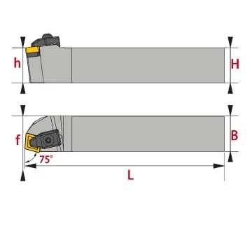 Außendrehhalter - TCBNR/L 2525 M12 (75°) (Längsdrehen mit Nebenschneide)