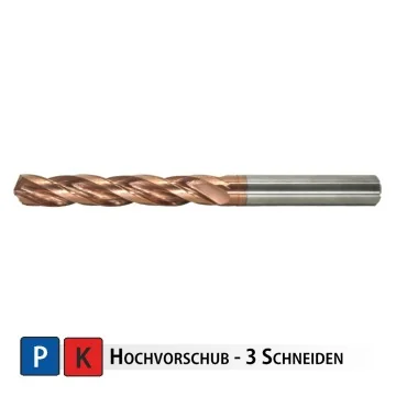 3-flute VBH drill 3xD - cylindrical shank with cooling holes