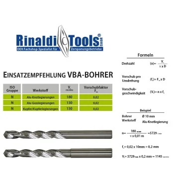 VBA-Alubohrer 3xD - Zylinderschaft mit IK