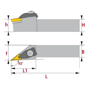 Außendrehhalter - DVJNR/L (93°) mit Pratzenklemmung