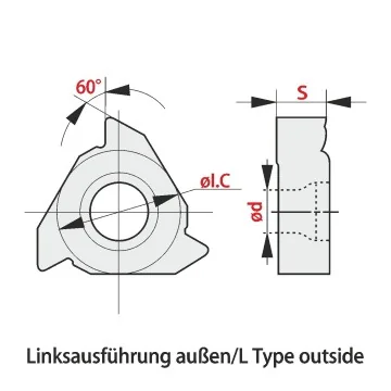 Threading insert - 16EL (60°) metric Full Profile Universal RT315