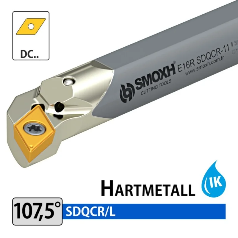 Hartmetall-Innendrehhalter - E-SDQCR/L (107,5°) mit IK