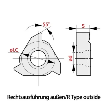 Gewindeschneidplatte - 16ER (55°) Zöllig Teilprofil Universalsorte RT315