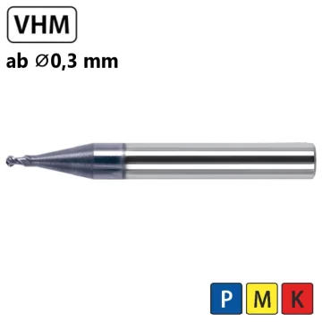 Solid Carbide Ball Nose Cutter Z2 with 4mm Shaft