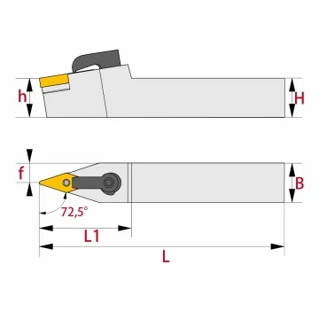 Außendrehhalter - MVVNN (72,5°) mit Pratzenklemmung