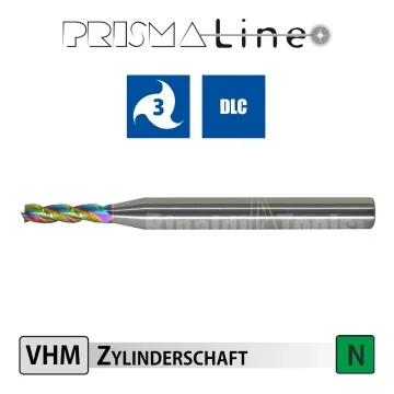 Solid Carbide End Mill for Aluminum (DLC) - Long Version - Prisma-Line