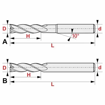 VHM-ALU-Schaftfräser 3 Zähne