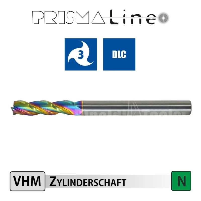 Solid Carbide End Mill for Aluminum (DLC) - Long Version - Prisma-Line