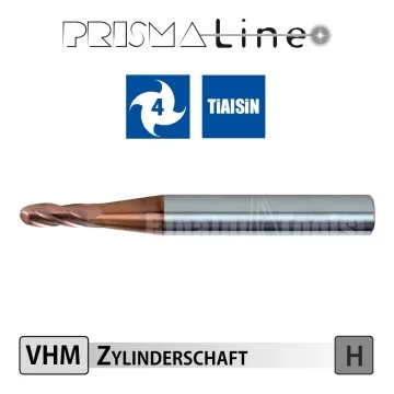 VHM Hart-Kugelfräser - 4 Schneiden - Prisma-Line