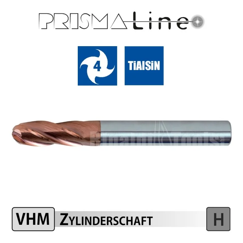 VHM Hart-Kugelfräser - 4 Schneiden - Prisma-Line