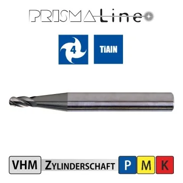 VHM Kugelfräser - 4 Schneiden - Prisma-Line