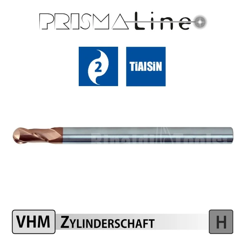 Solid Carbide Ball Nose Hard Cutter up to 68 HRC - Long Version - Prisma-Line