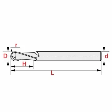 Solid Carbide Ball Nose Cutter - Extra Long Shank - Prisma-Line