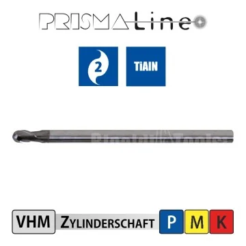 VHM Kugelfräser - Extra langer Schaft - Prisma-Line