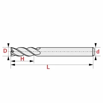 Solid Carbide End Mill for Aluminum - Extra Long Shank - Prisma-Line