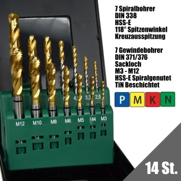 Set HSS-E-Tap Blind hole, metric 60°